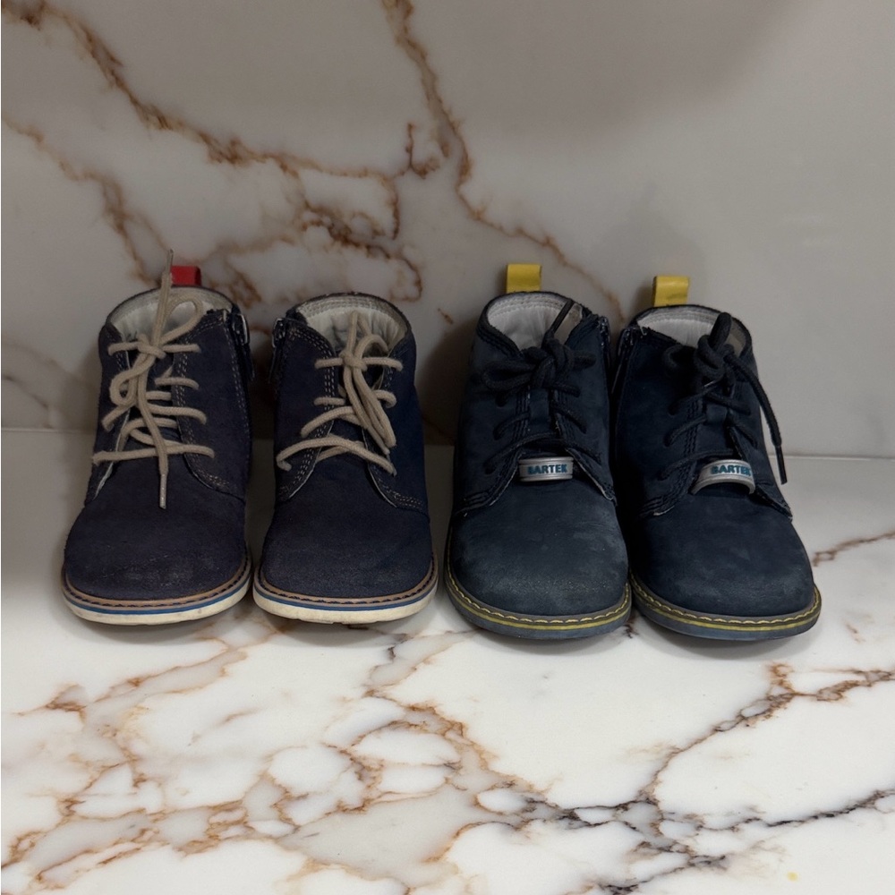 2 pairs Bartek Kids Navy Blue Suede Shoes size 8